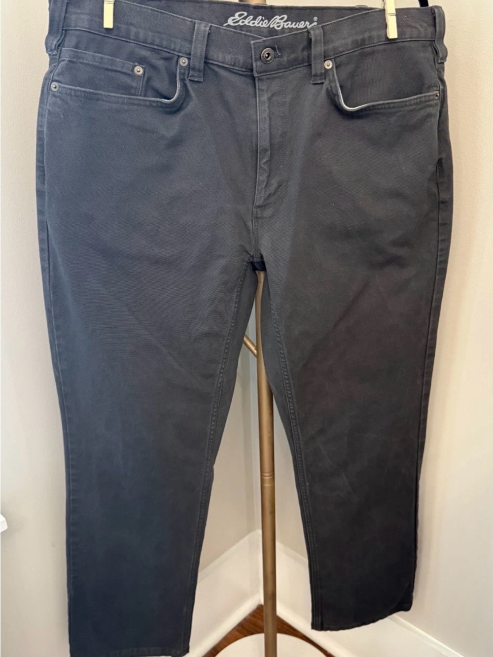 Eddie Bauer Jeans Mens 36/30 Dark Straight Fit Gray Classic City Workwear EUC